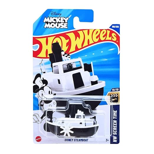 Hot Wheels 1:64 Scale | DISNEY STEAMBOAT | HW SCREEN TIME | White/Black | 10/10 | 166/250