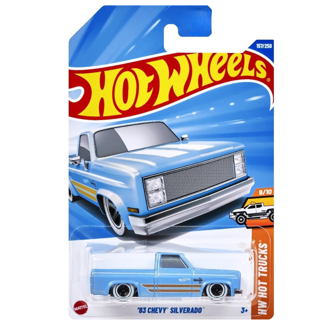 Hotwheels | ‘83 CHEVY SILVERADO | HW HOT TRUCKS | LIGHT BLUE | IMPORTED | H CASE | 157/250y)